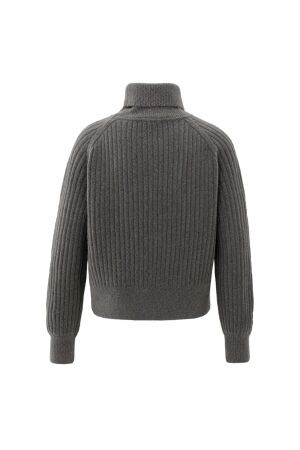Yaya Sweater with cable detail 990332 dark taupe mel