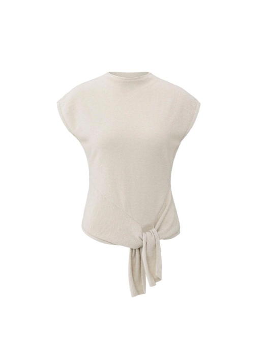 Yaya Sleeveless sweater with knot 990312 Cloud grey 