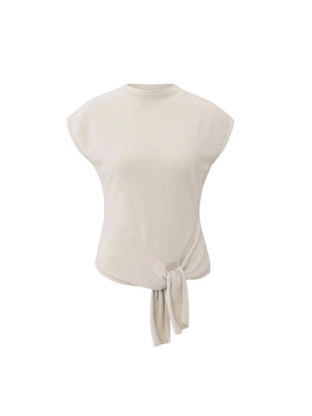 Yaya Sleeveless sweater with knot 990312 Cloud grey 