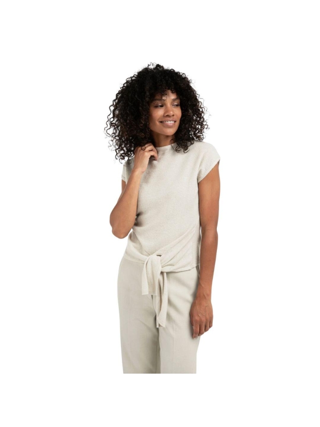 Yaya Sleeveless sweater with knot 990312 Cloud grey 