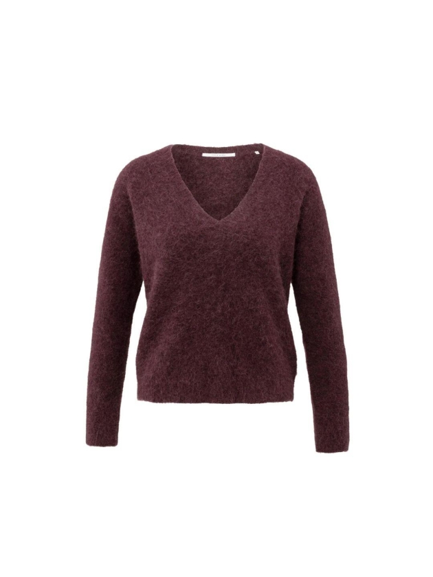 Yaya Soft sweater with V-neck 916191 Fudge purple 
