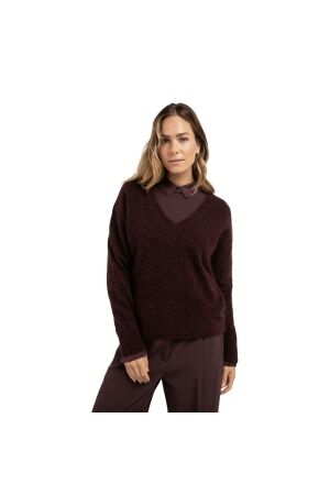 Yaya Soft sweater with V-neck 916191 Fudge purple 