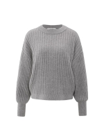 Yaya Ribbed sweater with round neck 99032 Taupe grey