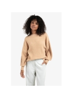 Yaya Ribbed sweater with round neck 99030 Light camel