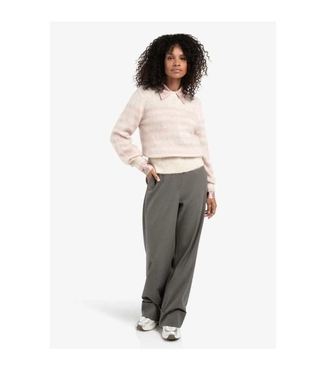Yaya Striped sweater 615091 Shadow gray pink dessin