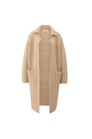 Yaya Long heavy knit cardigan 99030 Light camel