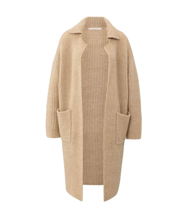 Yaya Long heavy knit cardigan 99030 Light camel