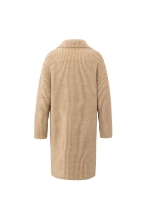 Yaya Long heavy knit cardigan 99030 Light camel