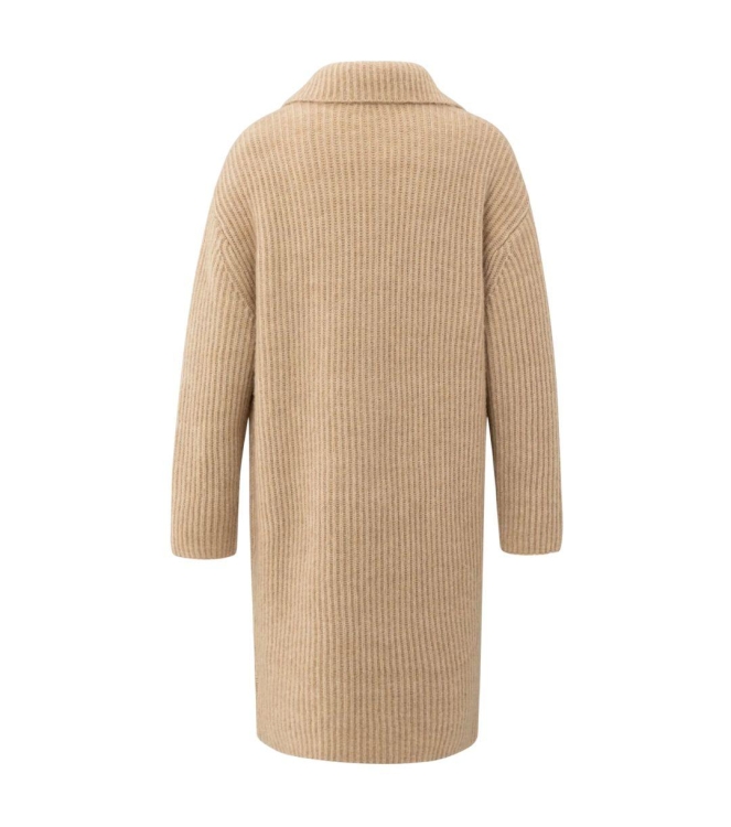 Yaya Long heavy knit cardigan 99030 Light camel
