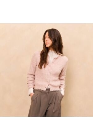 Yaya Cardigan with trim details 615092 Shadow gray pink mel