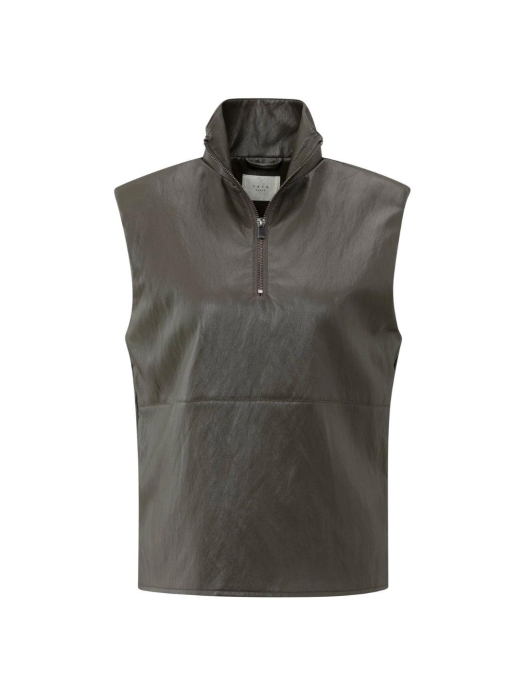 Yaya Sleeveless faux leather top 99033 Dark taupe grey