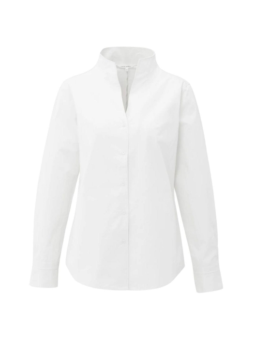 Yaya Blouse with high V-neck collar 00000 Pure white