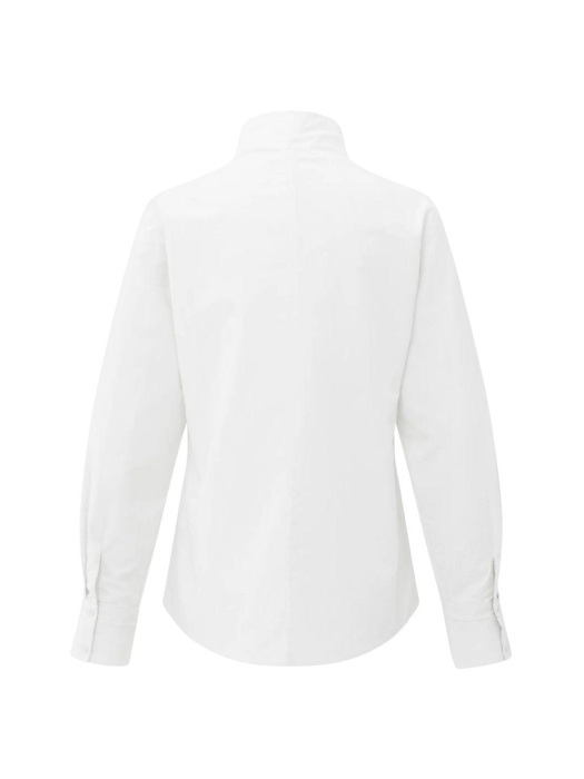 Yaya Blouse with high V-neck collar 00000 Pure white