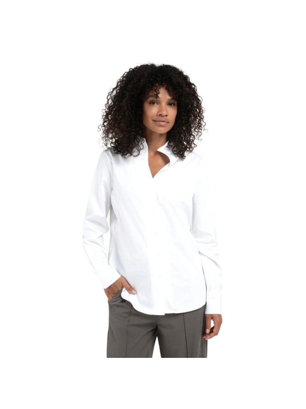 Yaya Blouse with high V-neck collar 00000 Pure white