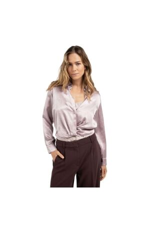 Yaya Cropped satin blouse 53802 Cloud gray purple