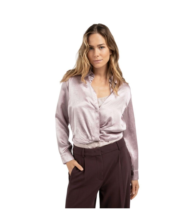 Yaya Cropped satin blouse 53802 Cloud gray purple