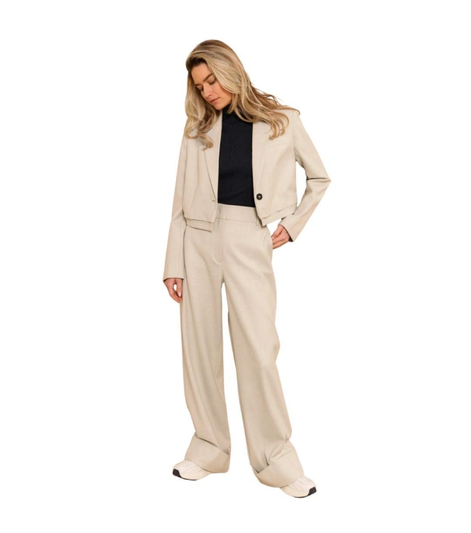 Yaya Trousers with turn-ups 990312 Cloud grey melange