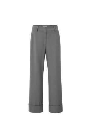 Yaya Trousers with turn-ups 990332 dark taupe mel