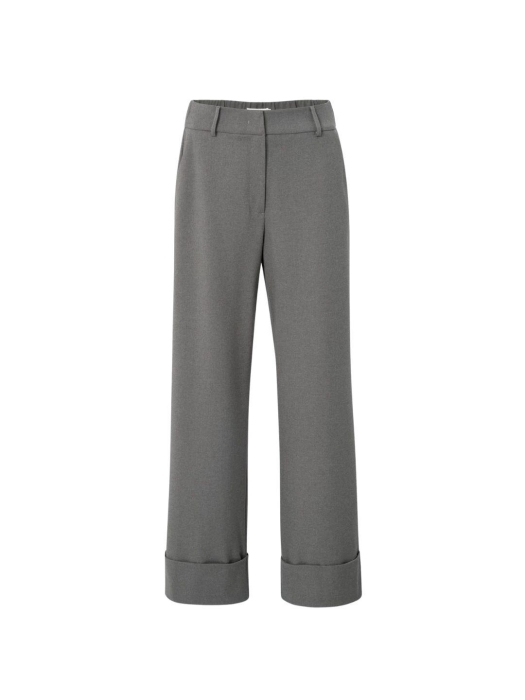 Yaya Trousers with turn-ups 990332 dark taupe mel