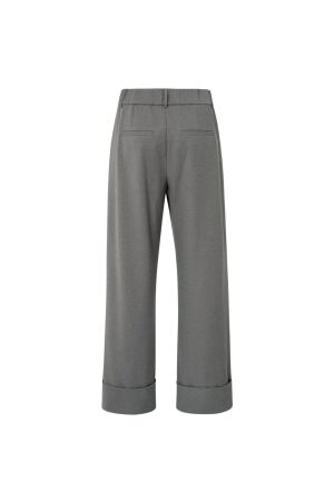 Yaya Trousers with turn-ups 990332 dark taupe mel