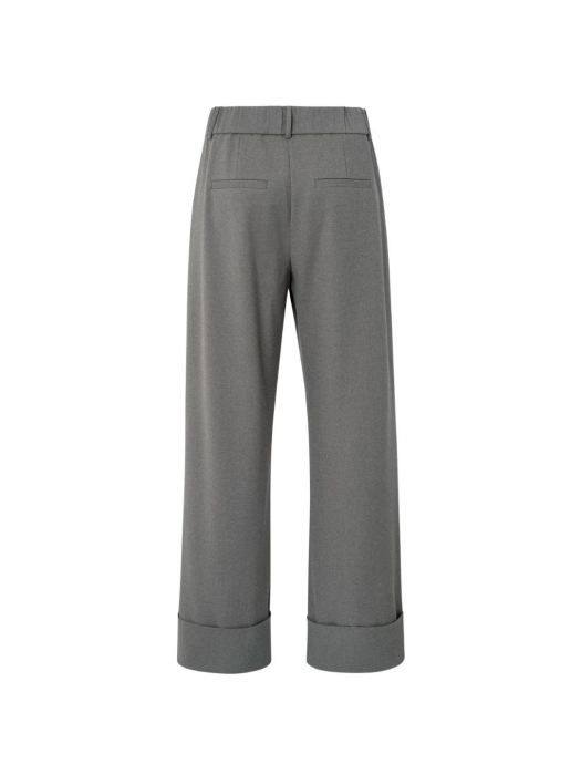 Yaya Trousers with turn-ups 990332 dark taupe mel