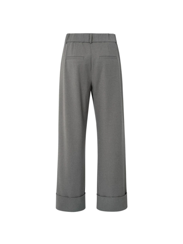Yaya Trousers with turn-ups 990332 dark taupe mel