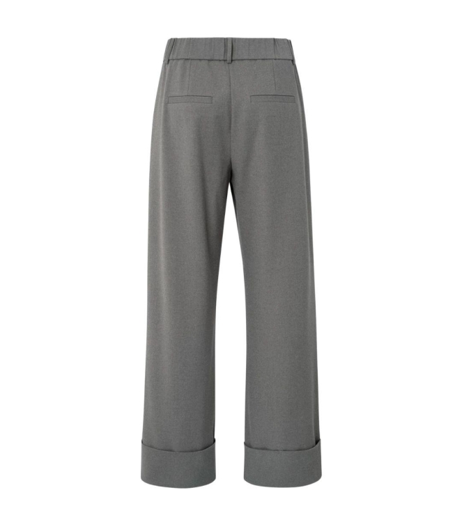 Yaya Trousers with turn-ups 990332 dark taupe mel