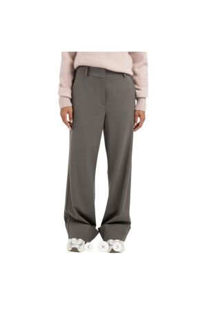 Yaya Trousers with turn-ups 990332 dark taupe mel