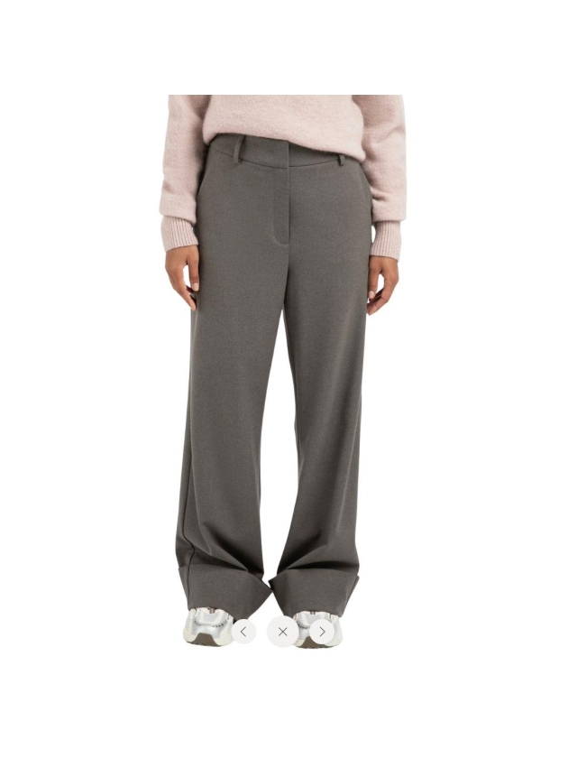 Yaya Trousers with turn-ups 990332 dark taupe mel