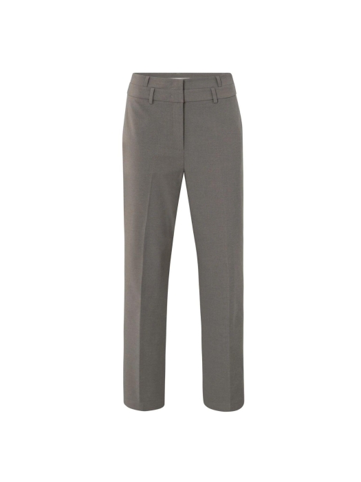 Yaya Trousers with double waistband 990332 Dark taupe grey mel