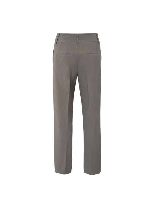 Yaya Trousers with double waistband 990332 Dark taupe grey mel