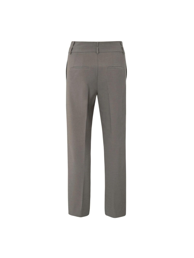 Yaya Trousers with double waistband 990332 Dark taupe grey mel