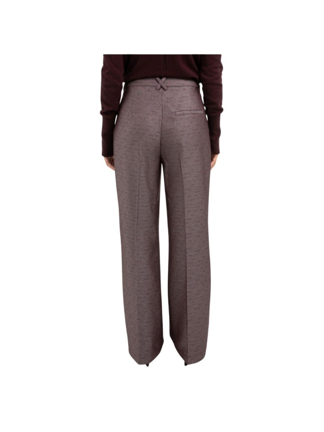 Yaya Shiny woven trousers 916191 Fudge purple dessin