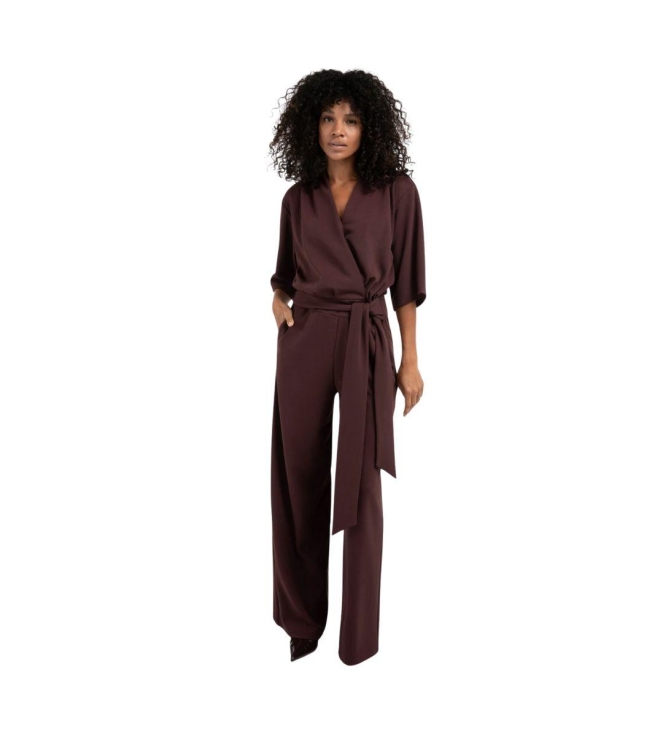 Yaya Jumpsuit with short sleeves 916191 Fudge purple 