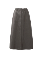 Yaya Faux leather A-line midi skirt 99033 Dark taupe grey