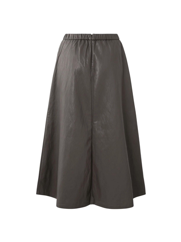 Yaya Faux leather A-line midi skirt 99033 Dark taupe grey