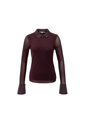 Yaya Mesh top with removable collar 916191 Fudge purple 