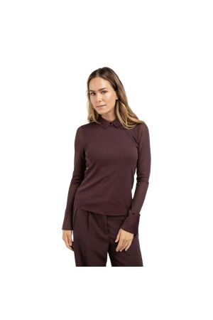 Yaya Mesh top with removable collar 916191 Fudge purple 