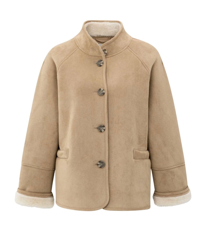 Yaya Oversized lammy coat 99030 Light camel