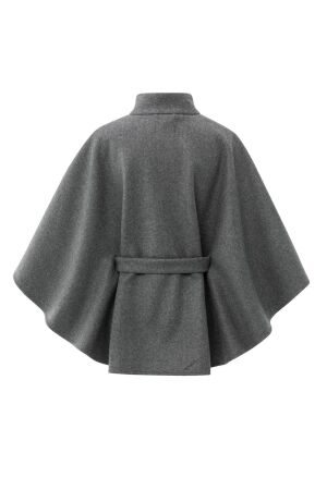Yaya Soft woven poncho with collar 803072 dark night grey melange