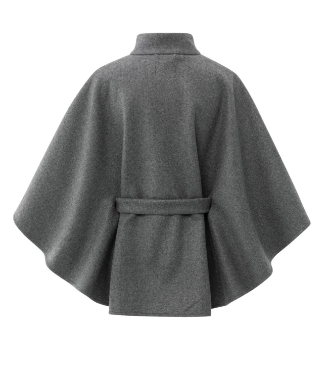 Yaya Soft woven poncho with collar 803072 dark night grey melange