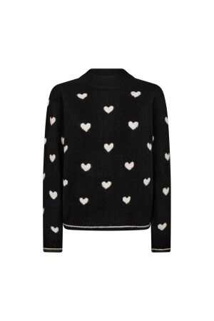 Freequent Jacquards long sleeve Black w. moonbeam mel