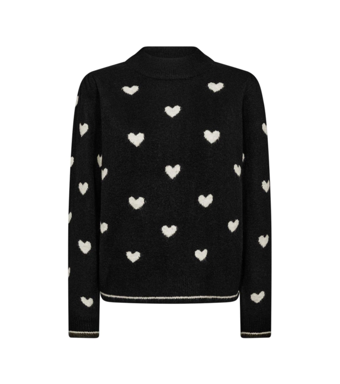 Freequent Jacquards long sleeve Black w. moonbeam mel
