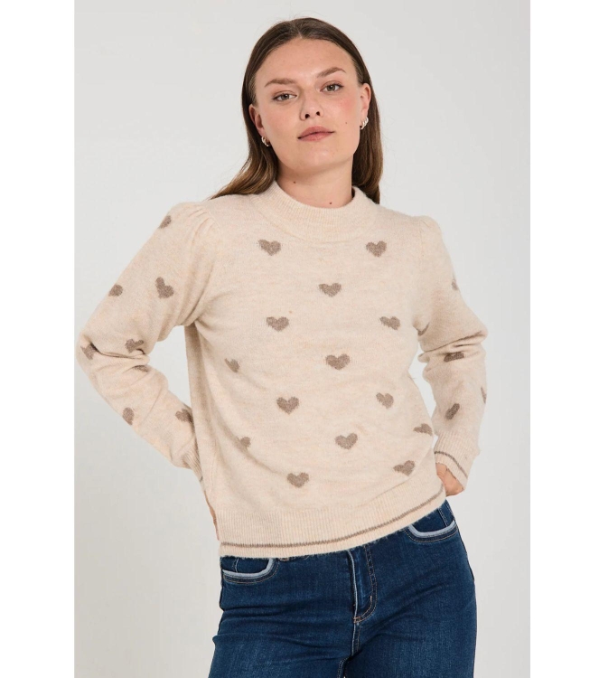 Freequent Jacquards long sleeve Moonbeam mel w. deser t mel