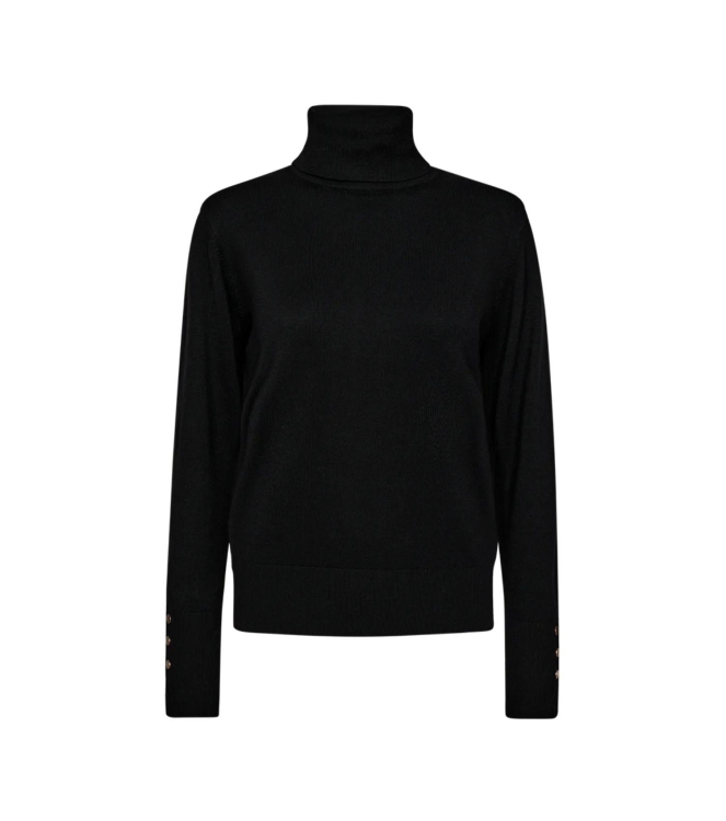 Freequent Plain flat gold button black