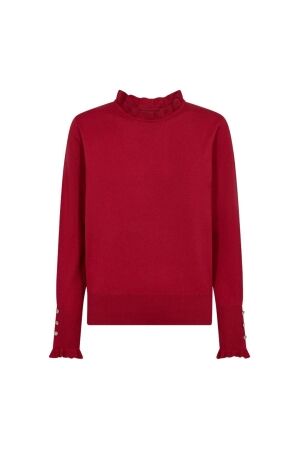 Freequent Turtle neck w. frill diamond buttons Chili pepper