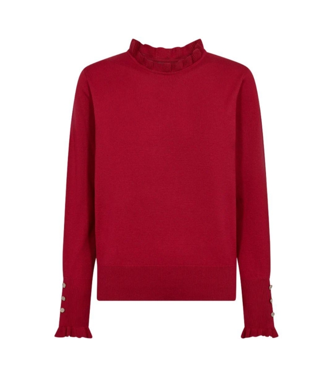 Freequent Turtle neck w. frill diamond buttons Chili pepper