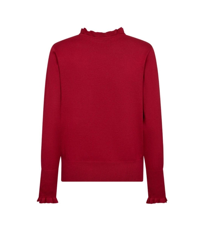 Freequent Turtle neck w. frill diamond buttons Chili pepper