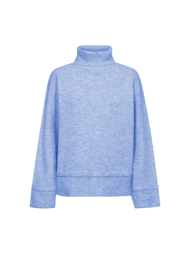 Freequent Rollneck button detail Wedgewood melange