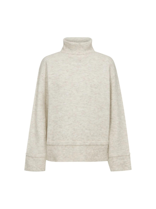 Freequent Rollneck button detail Moonbeam melange